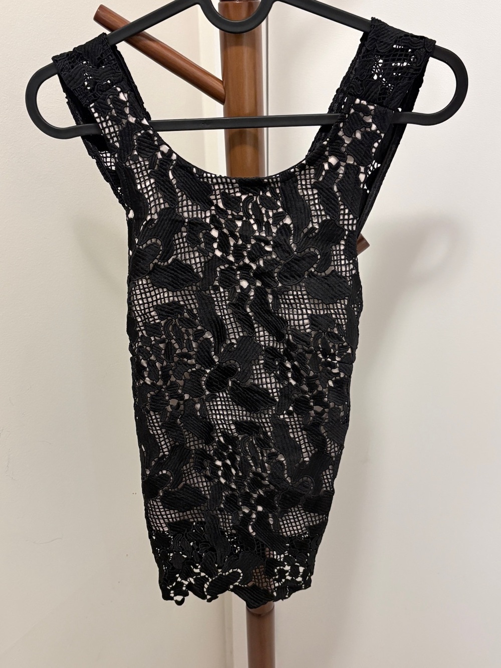Topshop Black Floral Lace Mini Tops